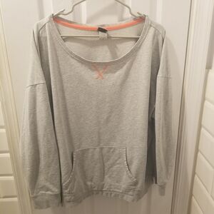 Champion C9 Light Gray Women's Scoop Neck Pullover Sweatshirt with Coral Trim